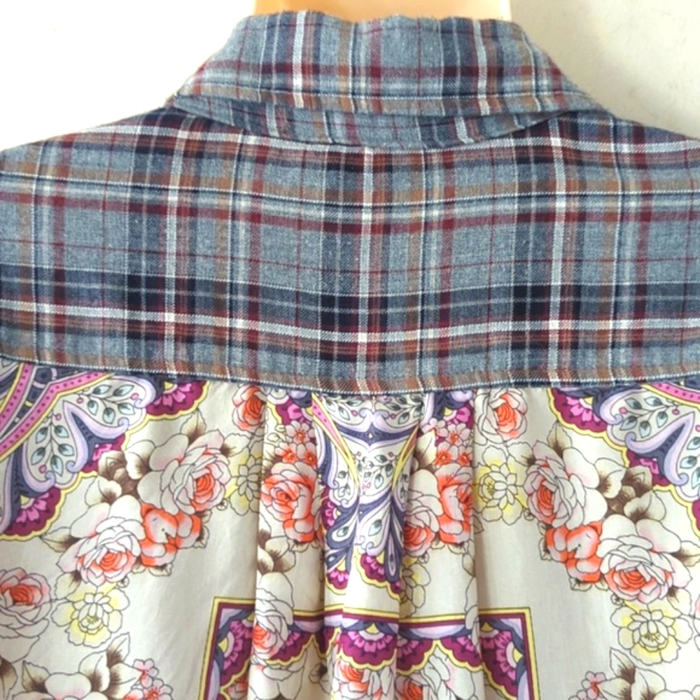 Johnny Was 3J Altivo Scarf Back Plaid Button Shirt - Picture 12 of 16